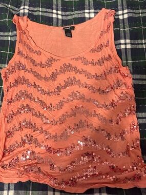 Rue21 Coral Sequin Wave Tank Top